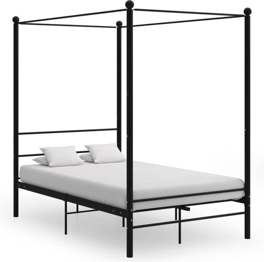 The Living Store Hemelbedframe metaal zwart 120x200 cm Bedframe Bed Frame Bed Frames Bed Bedden Metalen Bedframe Metalen Bedframes 2-persoonsbed 2