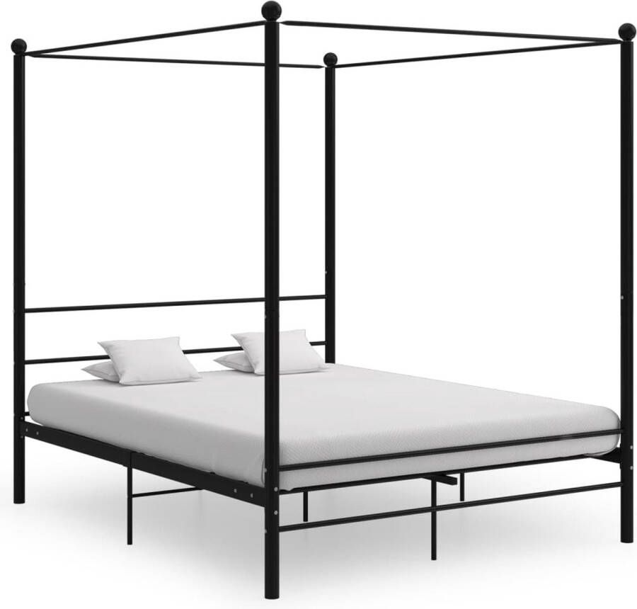 The Living Store Hemelbedframe metaal zwart 160x200 cm Bedframe Bed Frame Bed Frames Bed Bedden Metalen Bedframe Metalen Bedframes 2-persoonsbed 2