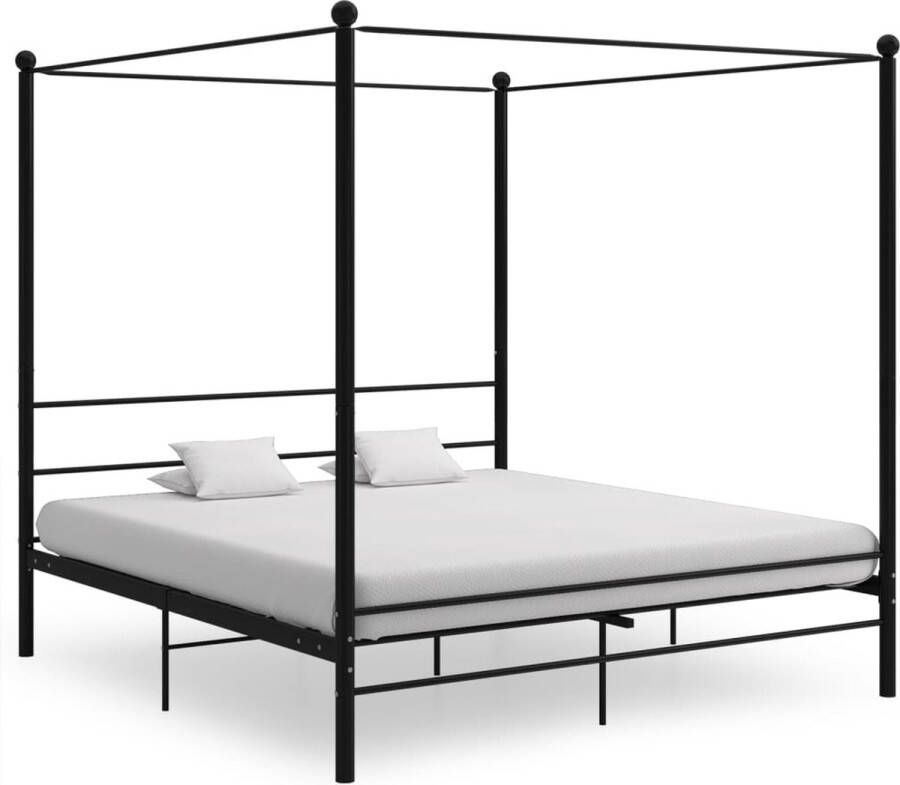 The Living Store Hemelbedframe metaal zwart 180x200 cm Bedframe Bed Frame Bed Frames Bed Bedden Metalen Bedframe Metalen Bedframes 2-persoonsbed 2