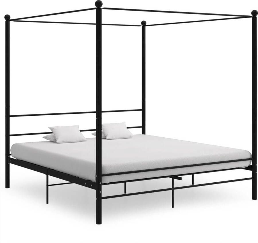 The Living Store Hemelbedframe metaal zwart 200x200 cm Bedframe Bed Frame Bed Frames Bed Bedden Metalen Bedframe Metalen Bedframes 2-persoonsbed 2