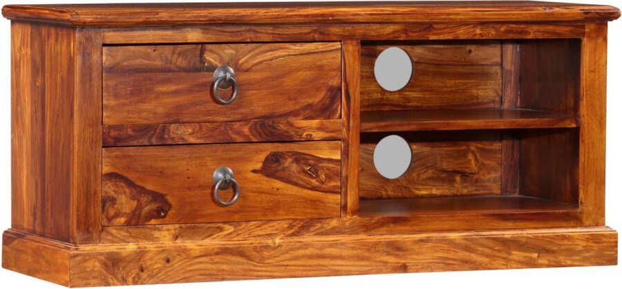 The Living Store Hifi-kast Sheeshamhout 90 x 30 x 40 cm Gemonteerd Houten Tv-meubel Sheeshamhout Tv-kast Vintage Tv-stand Media Kast Entertainment Center - Foto 3