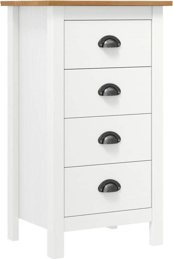 The Living Store Dressoir Hill 46x35x80 cm massief grenenhout wit Bijzettafel Dressoir Houten Kast Salontafel Opbergkast - Foto 2