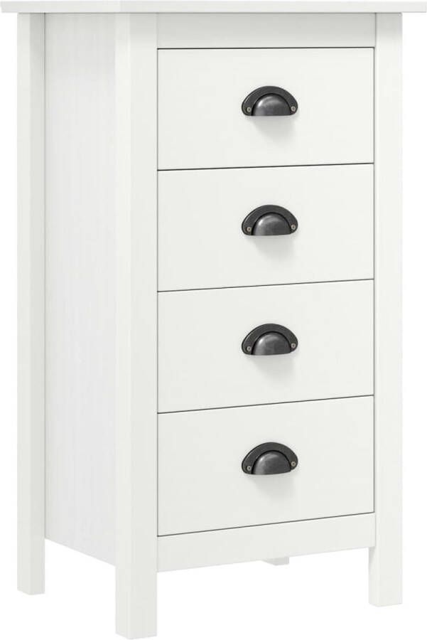 The Living Store Dressoir Hill 46x35x80 cm massief grenenhout wit Bijzettafel Dressoir Houten Kast Witte Kast Opbergkast - Foto 2