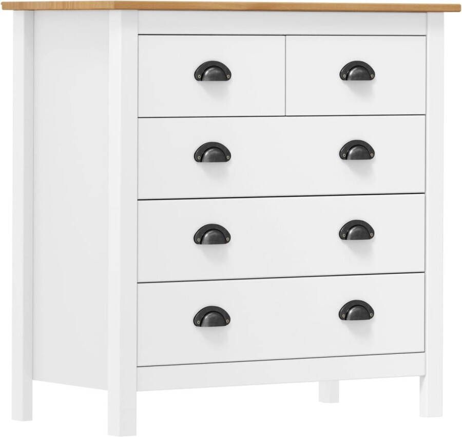 The Living Store Dressoir Hill 79x40x80 cm massief grenenhout wit Bijzettafel Dressoir Houten Kast Opbergkast Salontafel - Foto 2