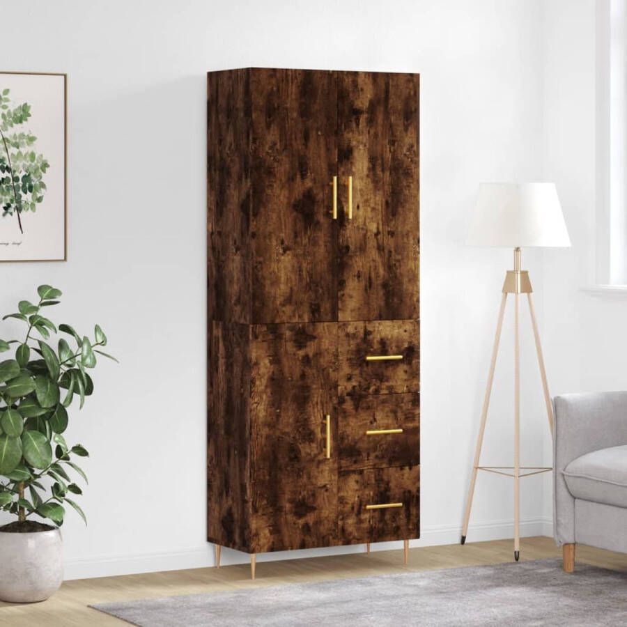 VidaXL Bruine Kast Hoge Kast Hoge kast 69 5x34x180 cm bewerkt hout gerookt eikenkleurig Houten Kast Eiken Kast Opslagoplossing - Foto 8