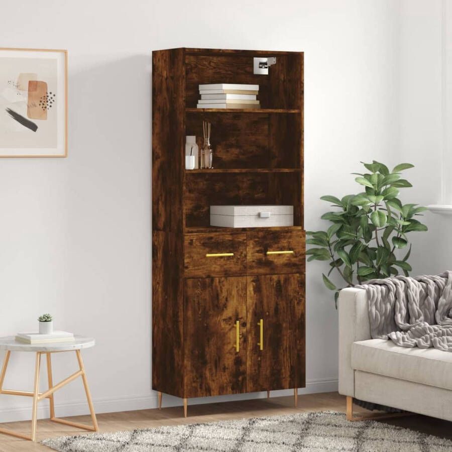 VidaXL Bruine Kast Hoge Kast Hoge kast 69 5x34x180 cm bewerkt hout gerookt eikenkleurig Houten Kast Eiken Kast Opslagoplossing - Foto 2