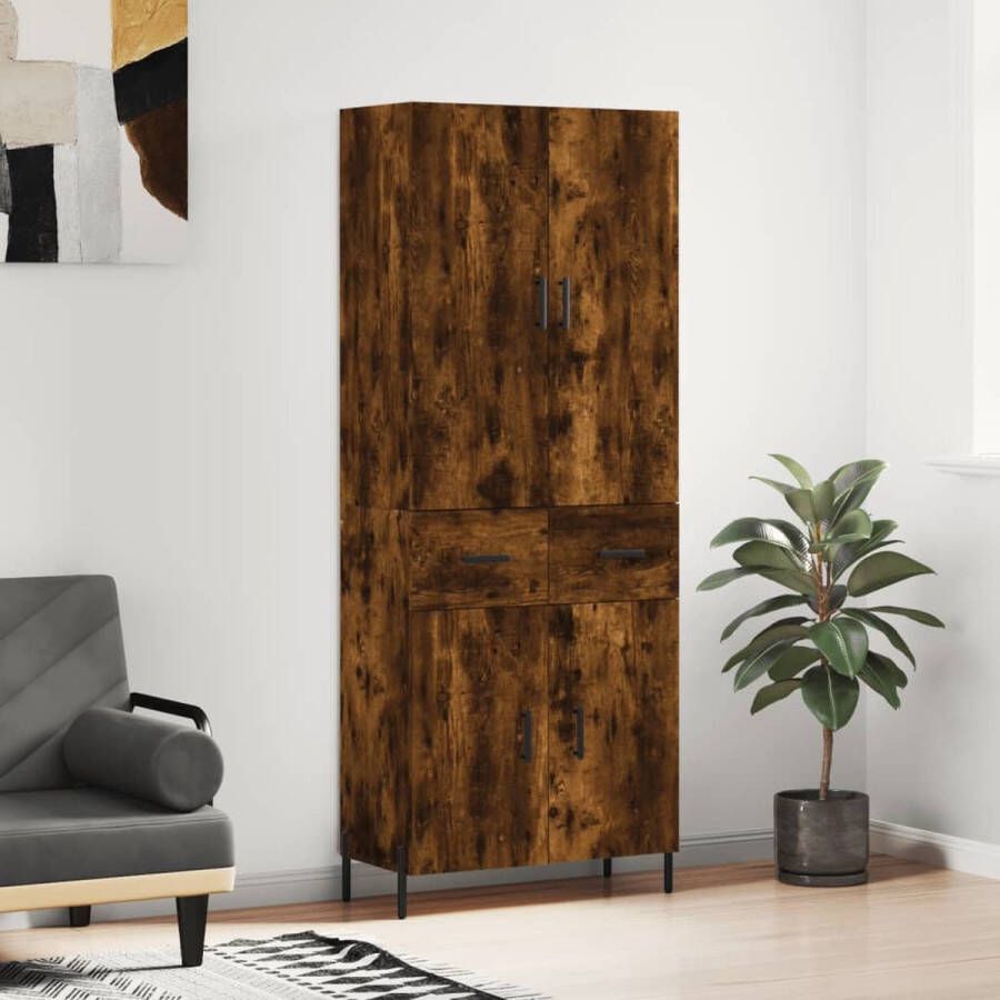 VidaXL Bruine Kast Hoge Kast Hoge kast 69 5x34x180 cm bewerkt hout gerookt eikenkleurig Houten Kast Eiken Kast Opslagoplossing - Foto 3