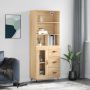 The Living Store Hoge kast 69-5x34x180 cm bewerkt hout sonoma eikenkleurig Keukenkast - Thumbnail 5