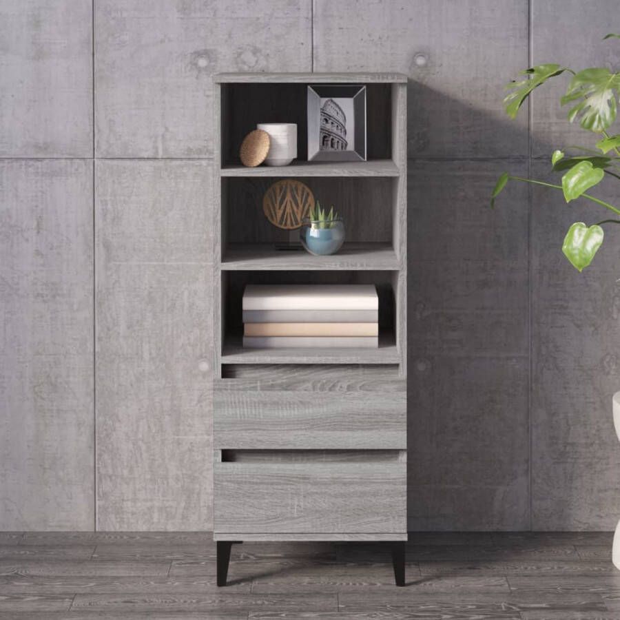 The Living Store Hoge kast 40x36x110 cm bewerkt hout grijs sonoma Hoge Kast Bijzetkast Grijze Kast Houten Kast Opslagoplossing - Foto 2