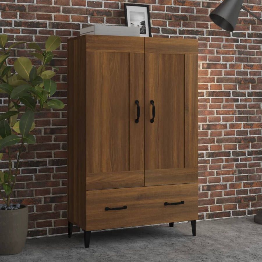 The Living Store Hoge kast 70x31x115 cm bewerkt hout bruin eikenkleur Hoge Kast Industrieel Design Houten Kast Bruine Eik Opbergkast - Foto 2