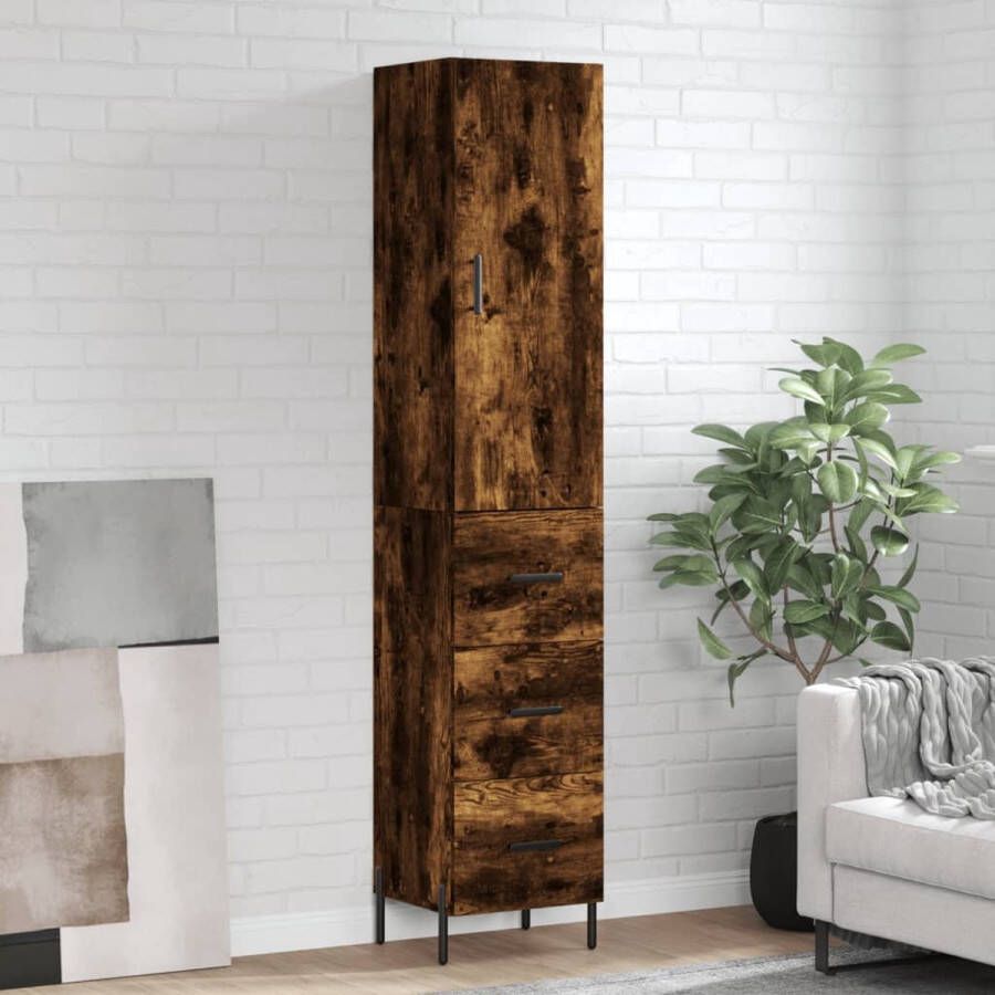 VidaXL Houten Kast Hoge Kast Hoge kast 34 5x34x180 cm bewerkt hout gerookt eikenkleurig Bruine Kast Opslagkast Kledingkast - Foto 2