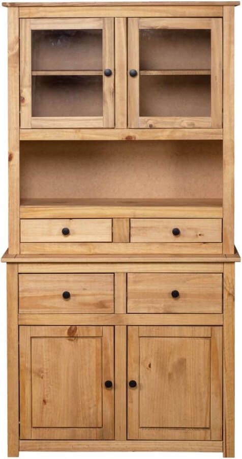 The Living Store Hoge kast Panama Range 93x40 5x180 cm massief grenenhout Hoge Kast Grenoble Houtsoort Vintage Kast Landelijke Kast Woonkamer Kast - Foto 3