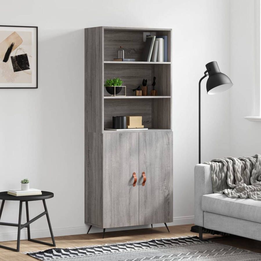 The Living Store Hoge kast 69 5x34x180 cm bewerkt hout grijs sonoma eikenkleurig Hoge Kast Opbergkast Grijssoma Eiken Houten Kast Met Laden - Foto 7