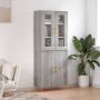 The Living Store Hoge Kast Dressoir en Opzetkast Grijs Sonoma Eiken 69.5 x 34 x 180 cm (B x D x H) - Thumbnail 1