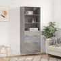 The Living Store Hoge Kast Dressoir en Opzetkast Grijs Sonoma Eiken 69.5 x 34 x 180 cm (B x D x H) - Thumbnail 2