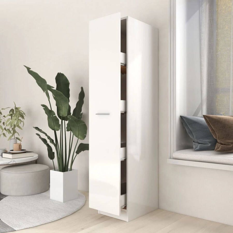 The Living Store Hoge Kast Hoogglans wit 30 x 42.5 x 150 cm Montage vereist - Foto 2