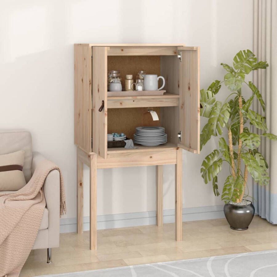 The Living Store Hoge kast 60x40x120 cm massief grenenhout Hoge Kast Grenoble Hout Houten Kast Opbergkast Woonkamerkast - Foto 2
