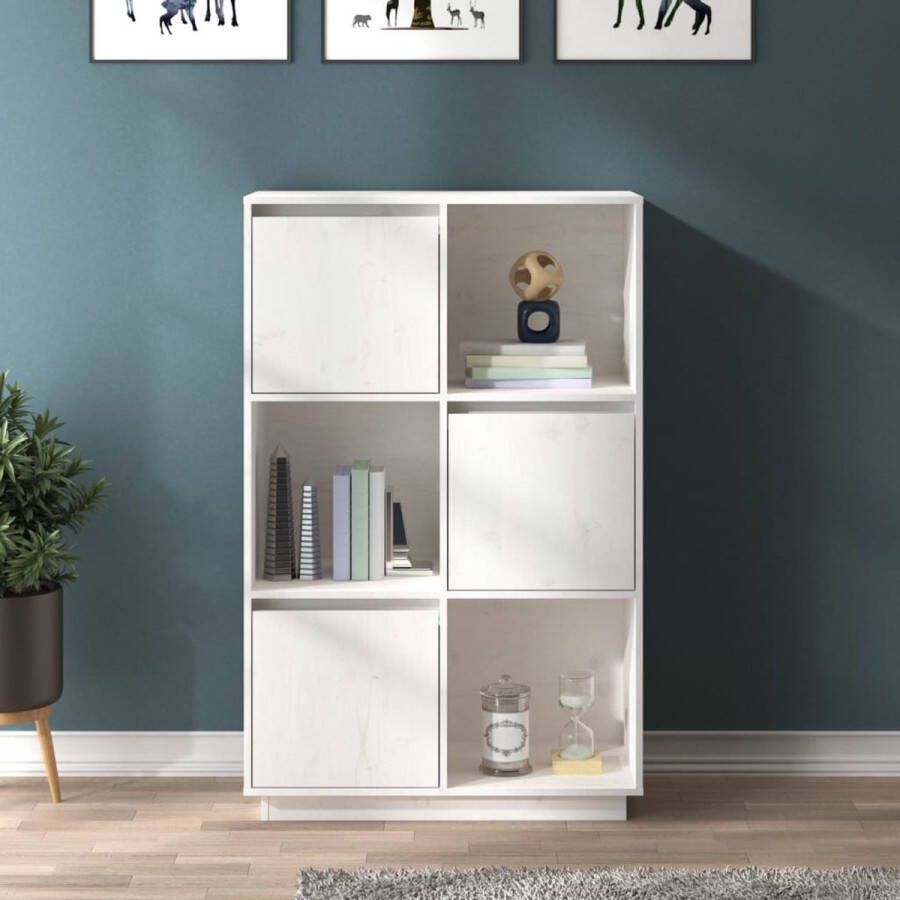The Living Store Hoge Kast Massief grenenhout 74 x 35 x 117 cm Wit