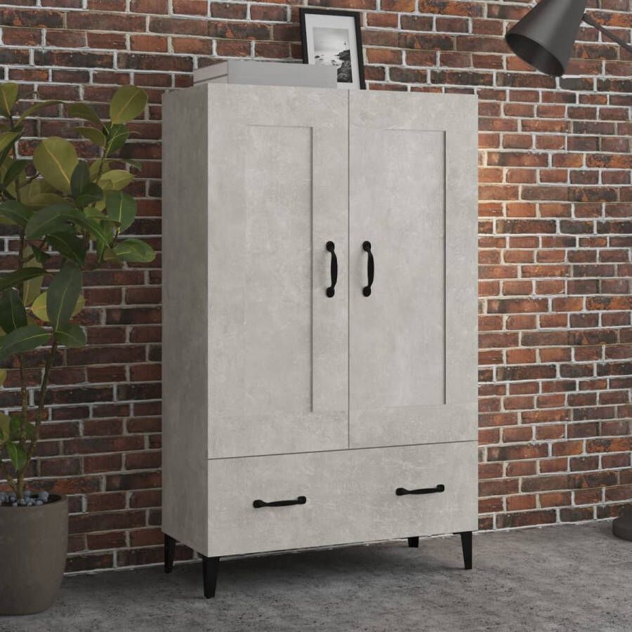 The Living Store Hoge kast 70x31x115 cm bewerkt hout betongrijs Hoge Kast Opslagmeubels Industrieel Design Betonlook - Foto 2