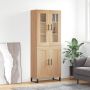 The Living Store Hoge kast 69-5x34x180 cm bewerkt hout sonoma eikenkleurig Keukenkast - Thumbnail 2