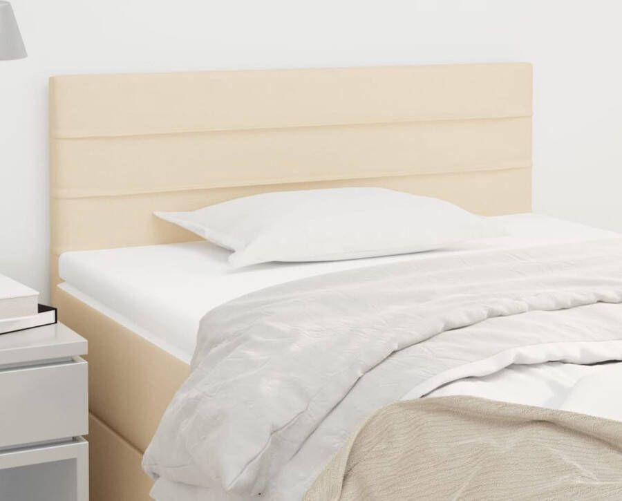 The Living Store Hoofdbord 100x5x78 88 cm stof crèmekleurig Hoofd Bord Hoofdkussen Beddecoratie Stoffen Hoofdbord Creme Kleur - Foto 2