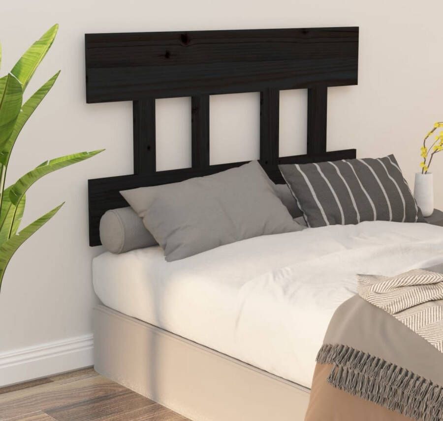 The Living Store Houten Hoofdeinde Zwart 103.5 x 3 x 81 cm Rustieke Charme Hoofdboard Hoofdeinde Houten Hoofdbord Zwarte Hoofdbord Rustic Interieur - Foto 2