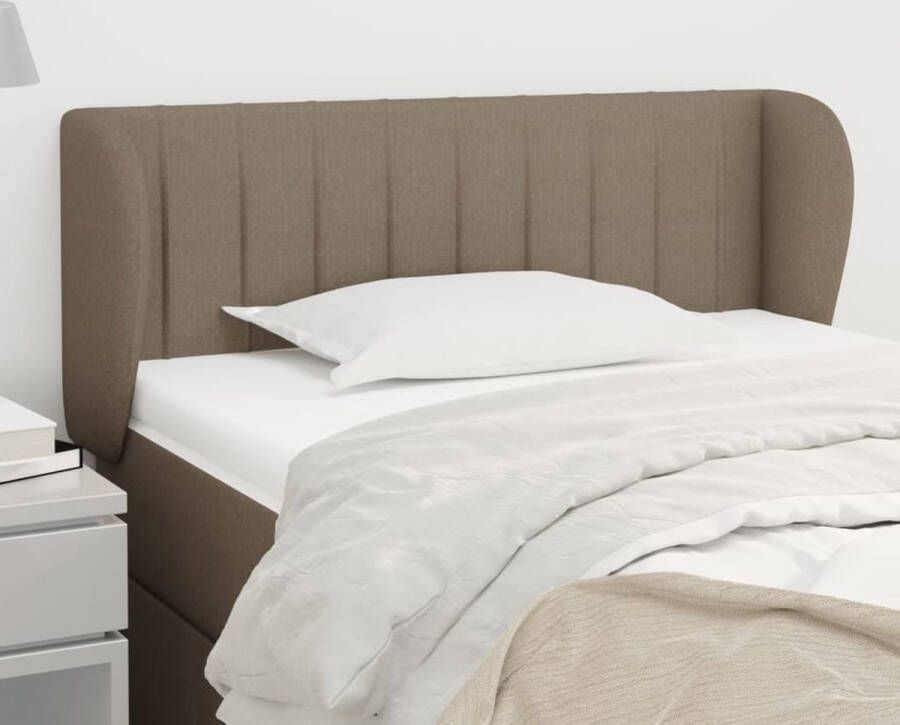The Living Store Hoofdbord met randen 103x23x78 88 cm stof taupe Hoofd Bord Hoofdkussen Beddecoratie Bedroom Decor Taupes Kleuren