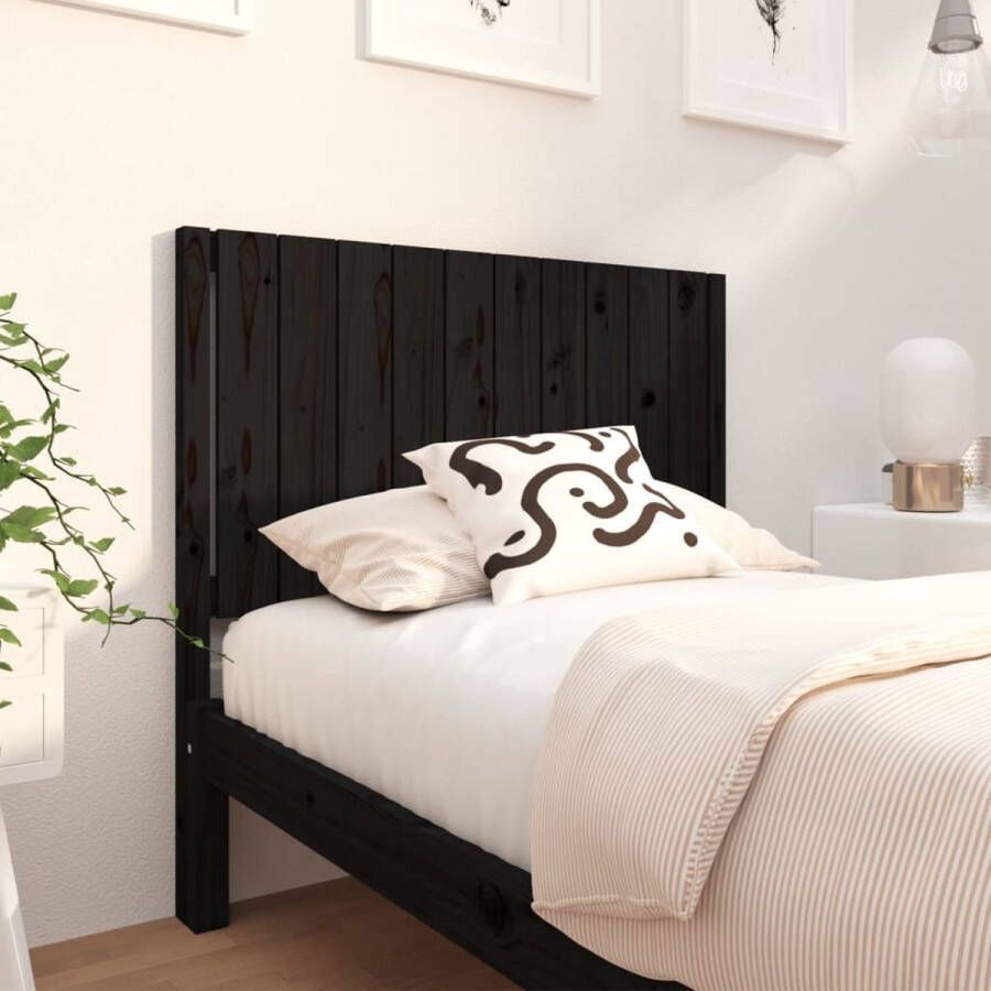 The Living Store Hoofdbord 105-5x4x100 cm massief grenenhout zwart Bedonderdeel