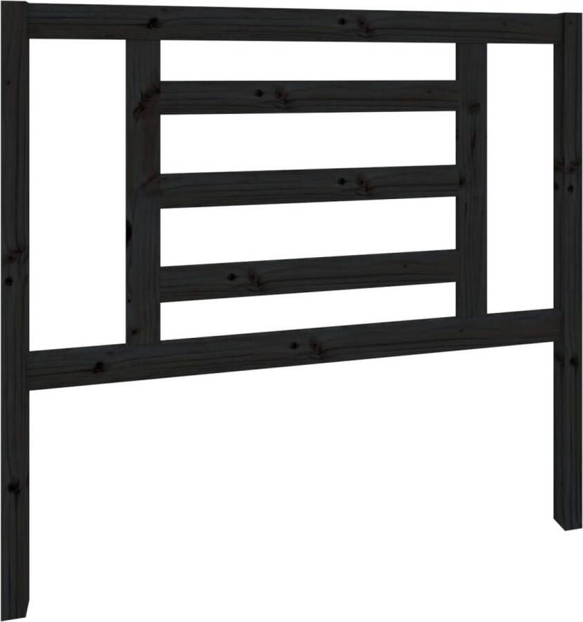 The Living Store Houten Hoofdeinde Zwart 106 x 4 x 100 cm Massief Grenenhout Houten Hoofdbord Hoofdeinde Hoofd Bord Zwarte Hoofdbord Massief Grenenhout - Foto 2