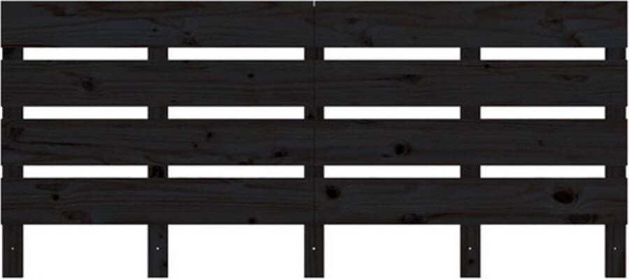 The Living Store Hoofdbord 140x3x80 cm massief grenenhout zwart Bedonderdeel