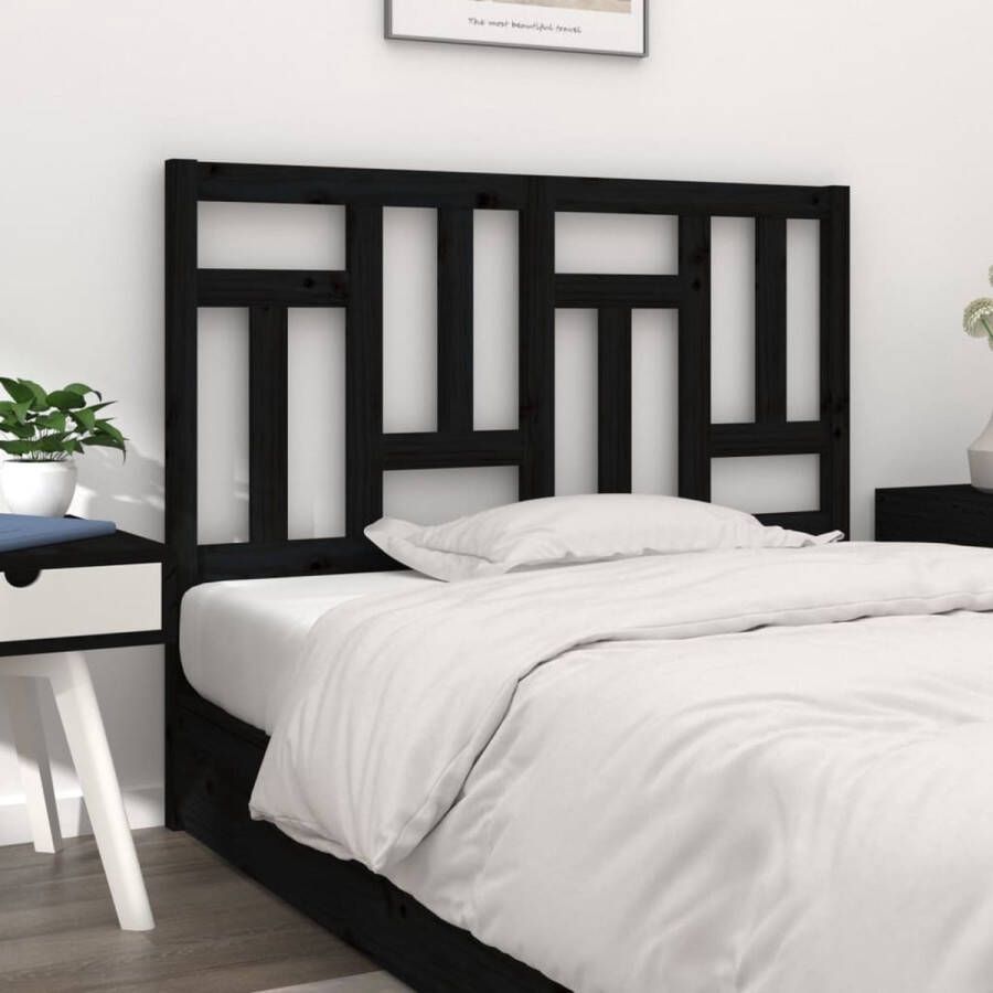 The Living Store Hoofdbord 155-5x4x100 cm massief grenenhout zwart Bedonderdeel