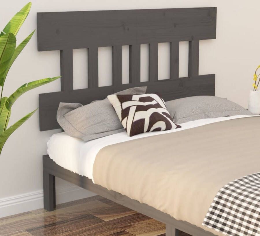 The Living Store Houten Hoofdeinde Grijs 163.5 x 3 x 81 cm Massief Grenenhout Houten Hoofdbord Grijs Hoofddekens Bedroom Decor Rustic Headboard - Foto 2