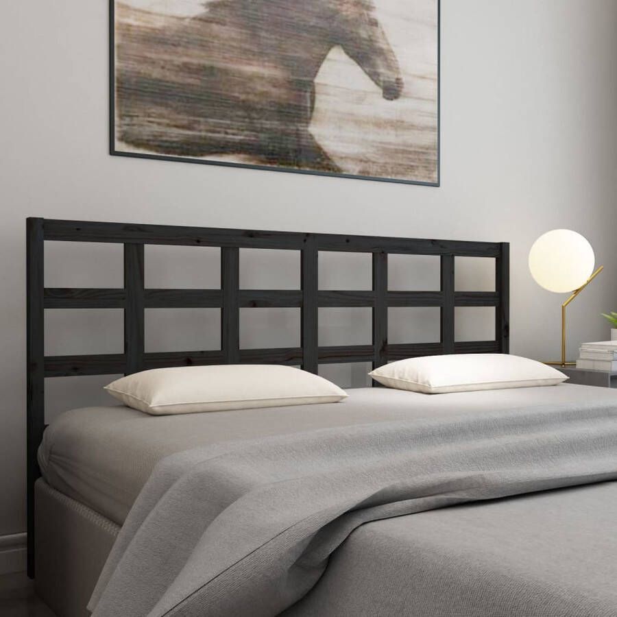 The Living Store Houten Hoofdbord Trendy Bedaccessoire 185.5 x 4 x 100 cm Zwarte kleur