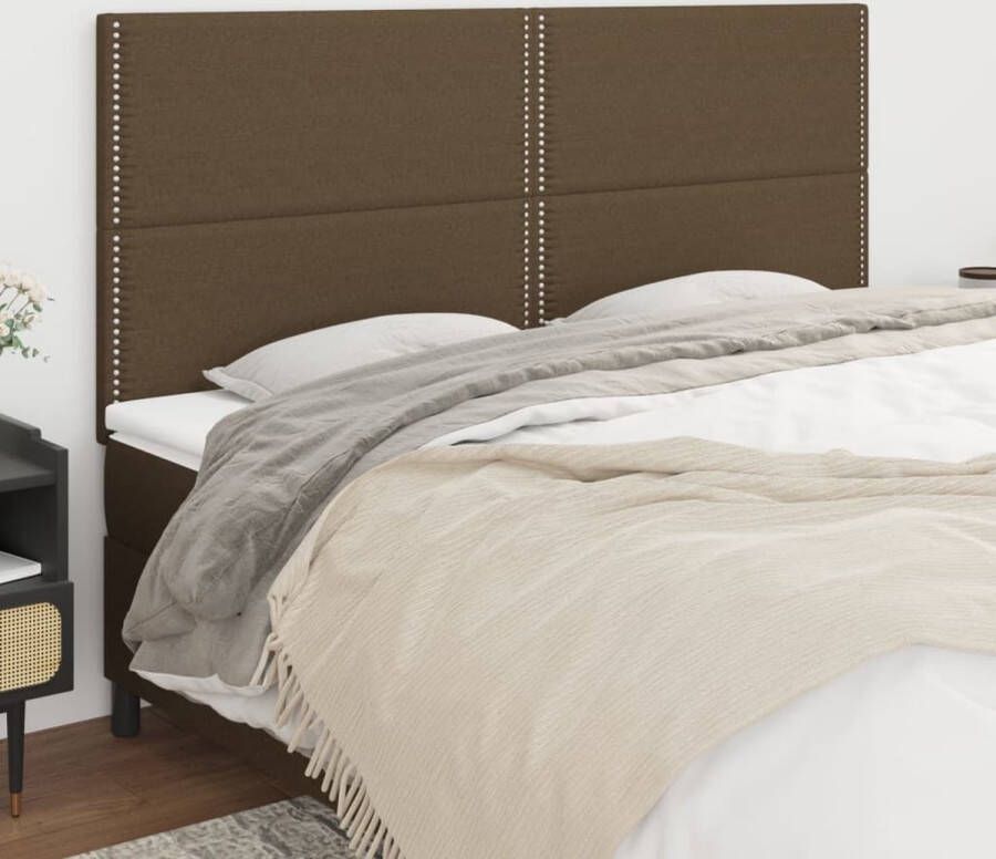 The Living Store Hoofdbord 200 x 5 x 118 128 cm Duurzaam donkerbruin stoffen hoofdbord Hoofd Bord Beddecoratie Hoofdkussen Slaapkamers Bruine Meubels - Foto 2