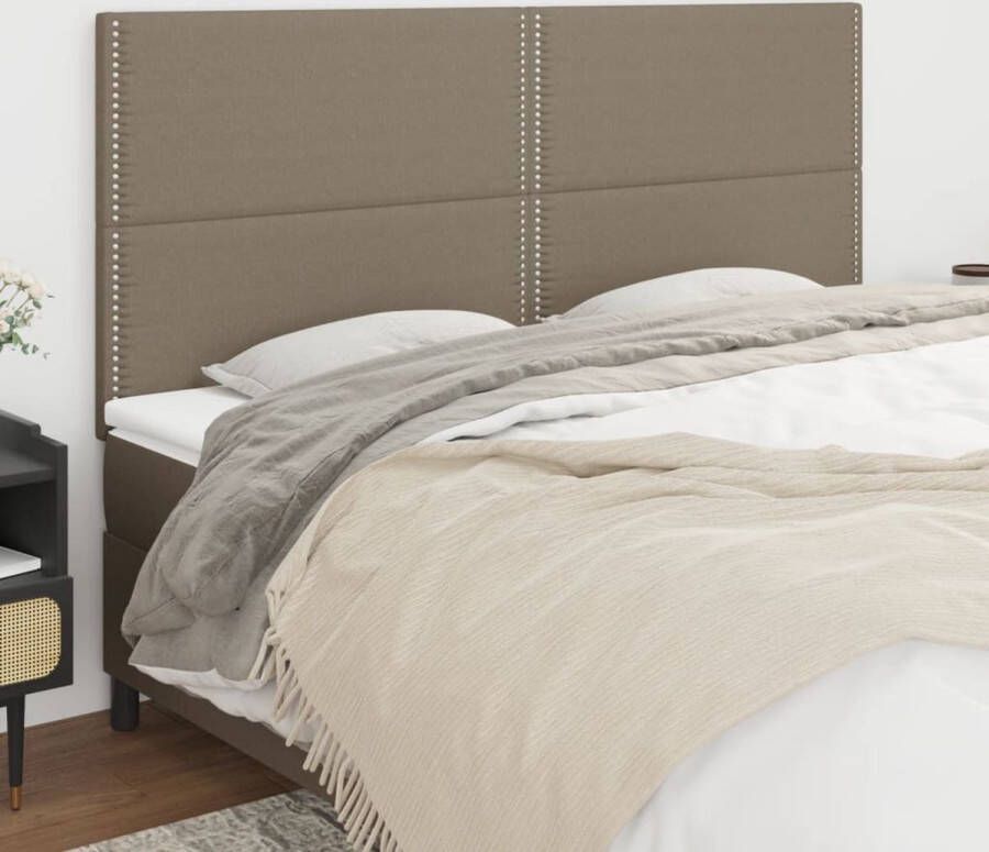 The Living Store Hoofdborden 4 st 100x5x78 88 cm stof taupe Hoofd Bord Hoofdborden Bedding Slaapkamers Stoffen Meubilair