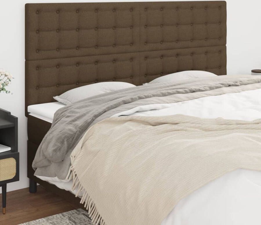 The Living Store Hoofdborden 4 st 100x5x78 88 cm stof donkerbruin Hoofd Bord Beddecoratie Hoofdkussen Slaapcomfort Bedroom Decor - Foto 2
