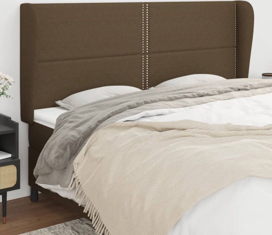 The Living Store Hoofdbord 203 x 23 x 118 128 cm Duurzaam donkerbruin hout stof (100% polyester) Hoofd Bord Hoofdkussen Bedkleden Slaapkamers Meubels - Foto 2