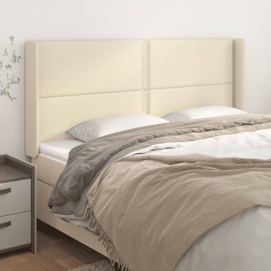 The Living Store Hoofdbord 203x16x118 128 cm Crème Kunstleer Hoogwaardig materiaal Schuimvulling
