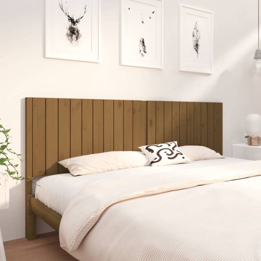 The Living Store Hoofdbord 205-5x4x100 cm massief grenenhout honingbruin Bedonderdeel
