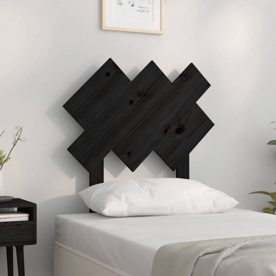 The Living Store Hoofdbord 72-5x3x81 cm massief grenenhout zwart Bedonderdeel