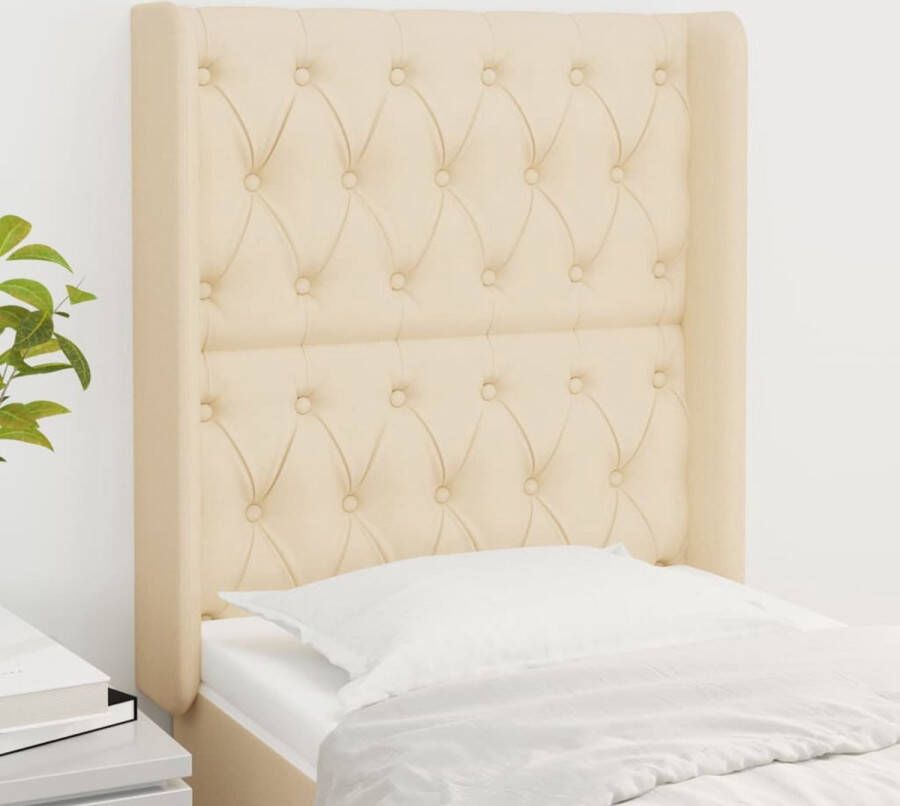 The Living Store Hoofdbord 83x16x118 128 cm Crème - Foto 2