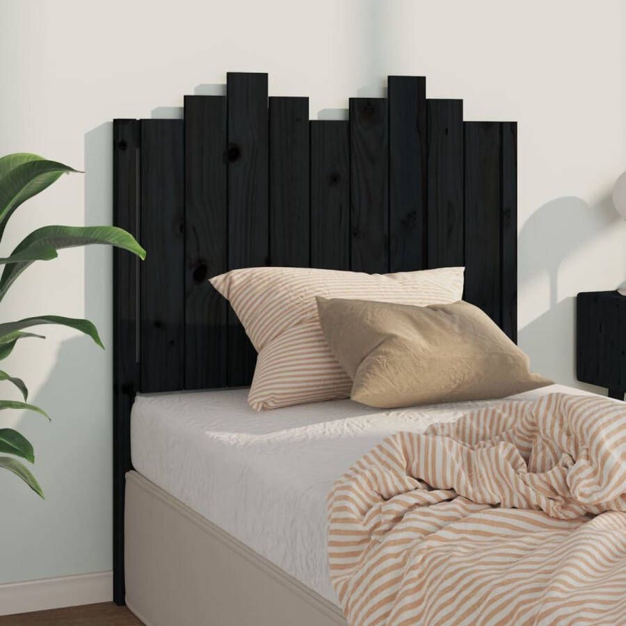 The Living Store Hoofdbord 96x4x110 cm massief grenenhout zwart Bedonderdeel