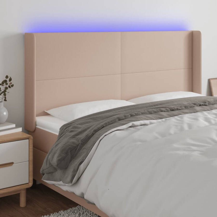 The Living Store Hoofdbord Bed 203 x 16 x 118 128 cm Verstelbare hoogte + LED-verlichting Hoofd Bord Led Hoofdbord Bruin Hoofdbord Bedroom Decor Kapstok