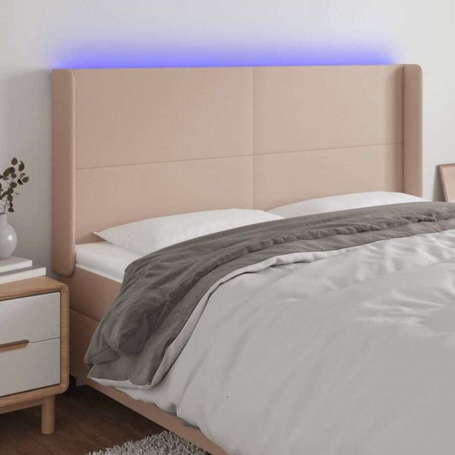 The Living Store Hoofdbord Bed 203 x 16 x 118 128 cm Verstelbare hoogte + LED-verlichting
