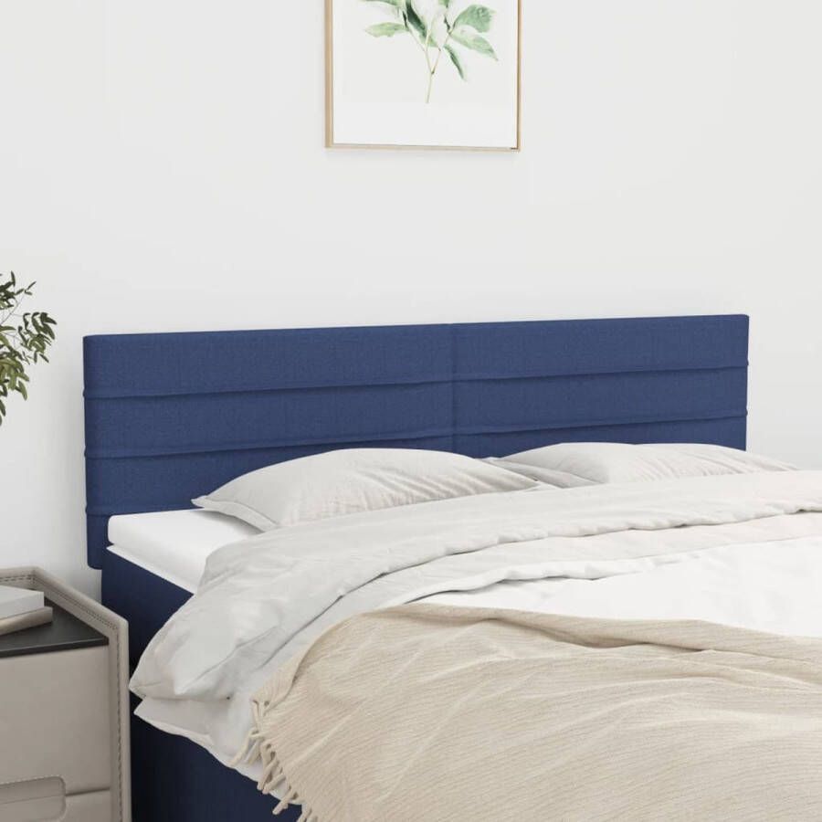 The Living Store Hoofdbord Bed Blauw 144 x 5 x 78 88 cm Stof Hoofd Bord Hoofdkussen Bedkleden Blauwe Kamer Stoffen Hoofdborden