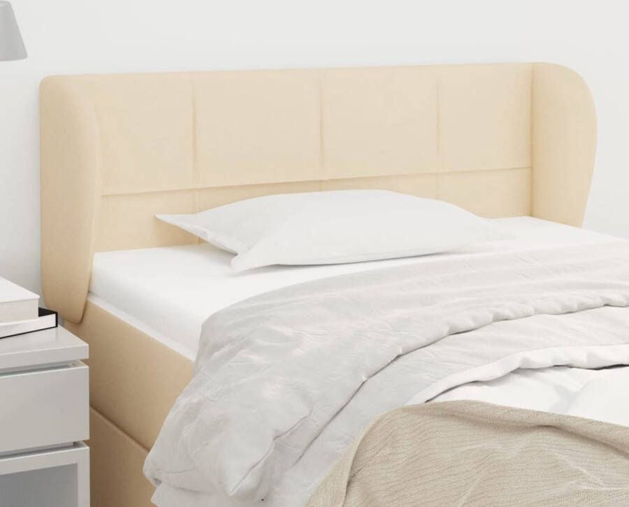 The Living Store Hoofdeind Bed 83 x 23 x 78 88 cm Crème stof hout Verstelbare hoogte Hoofd Bord Hoofdkussen Beddecoratie Bedroom Decor Slaapkamerstijl