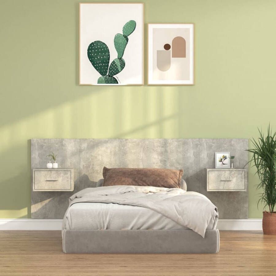 The Living Store Hoofdbord Betongrijs 120 x 1.5 x 80 cm Nachtkastjes Montage vereist
