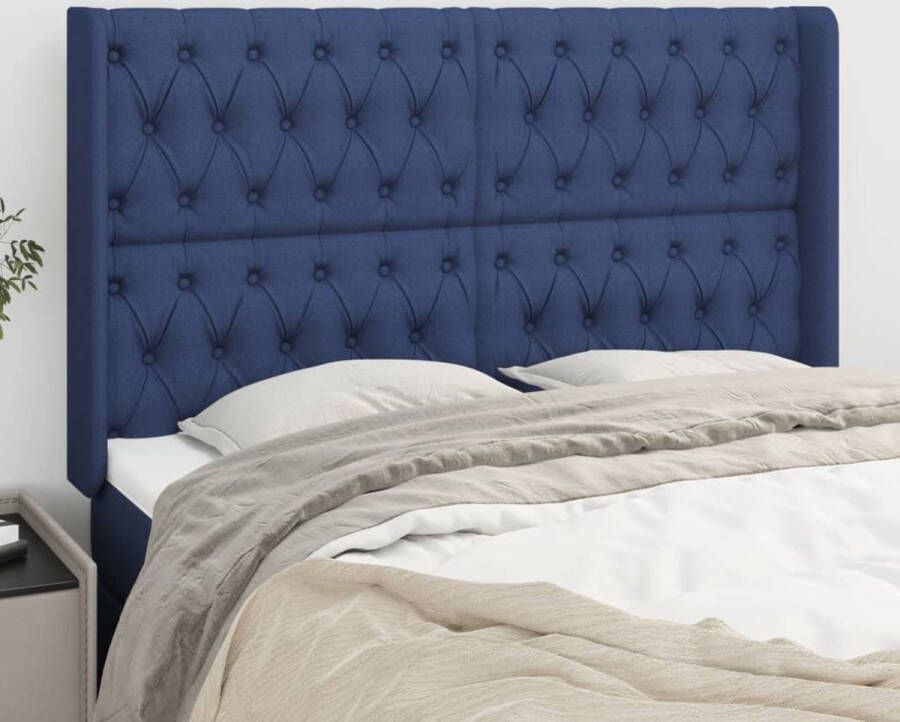 The Living Store Hoofdbord Blauw 163 x 16 x 118 128 cm Trendy design Duurzaam materiaal Stevige poten Hoofd Bord Hoofdkussen Beddecoratie Slaapkamers Blauwe Kamer