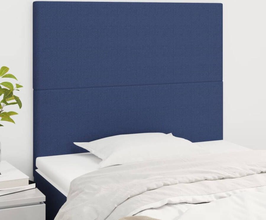 The Living Store hoofdbord Blauw 80x5x118 128 cm stof hout verstelbaar