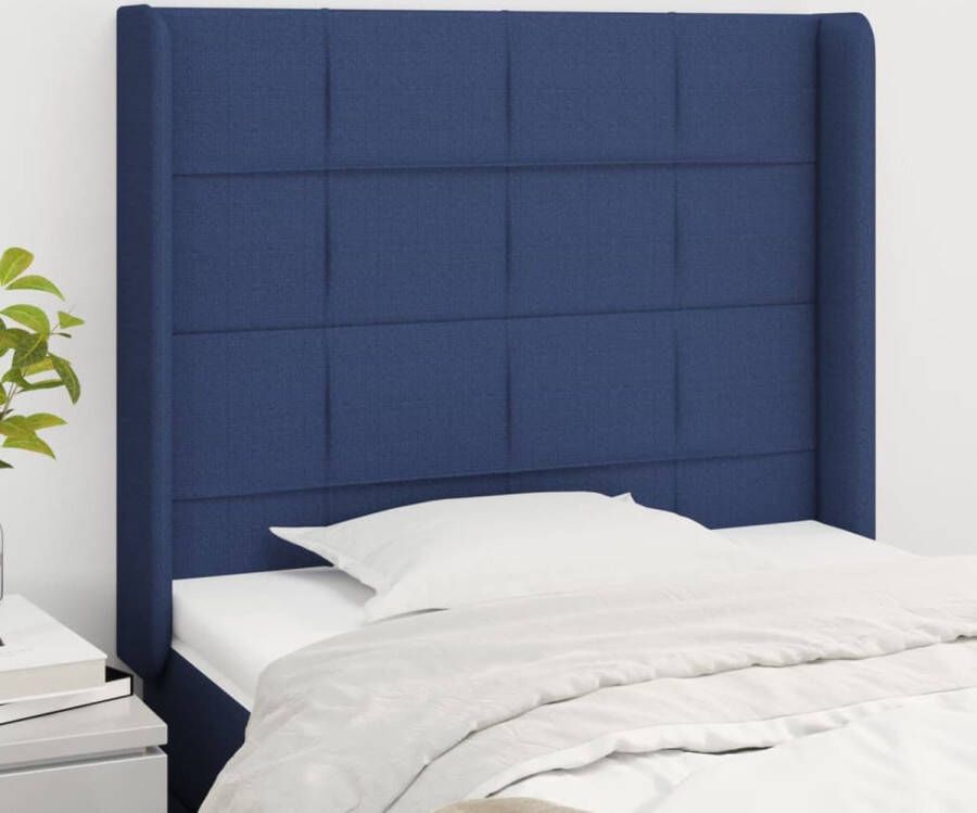 The Living Store Hoofdbord Blauw 93x16x118 128 cm Trendy Design en Comfortabele Ondersteuning